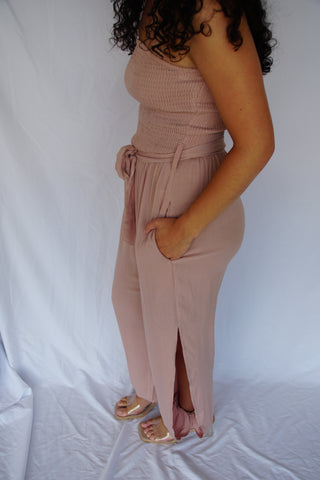 Mauve Strapless Harem Jumpsuit