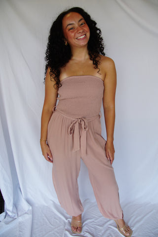 Mauve Strapless Harem Jumpsuit