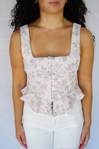 Baby Pink Floral Peplum Top