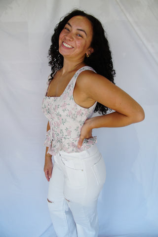 Baby Pink Floral Peplum Top