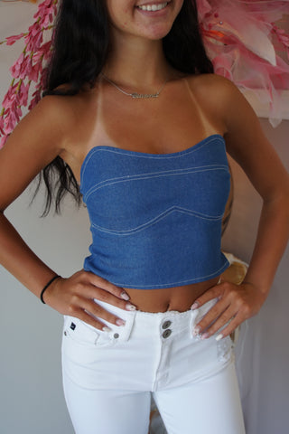 Denim Stitched Tube Top