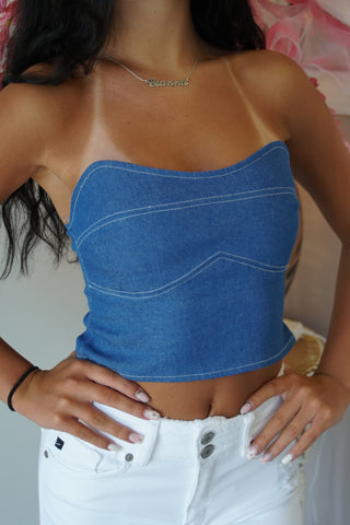 Denim Stitched Tube Top
