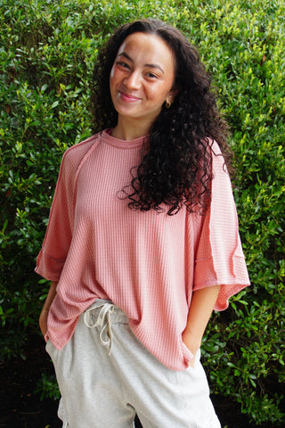 Mauve Raglan Oversized Tee