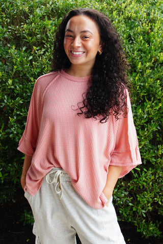 Mauve Raglan Oversized Tee