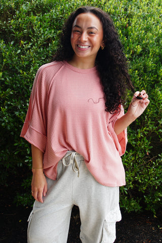 Mauve Raglan Oversized Tee