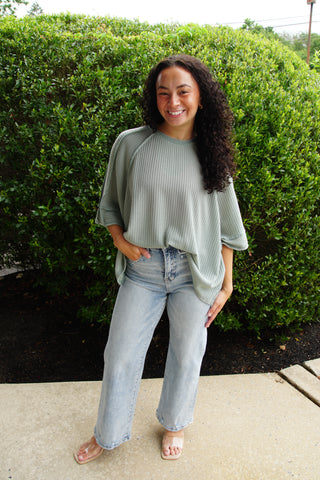 Teal Raglan Oversized Tee