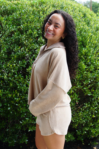 Corduroy Taupe Casual Set