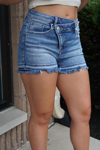 Mid Rise Crossover Denim Short