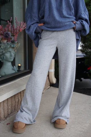 Cozy Knit Flare Pant - Grey