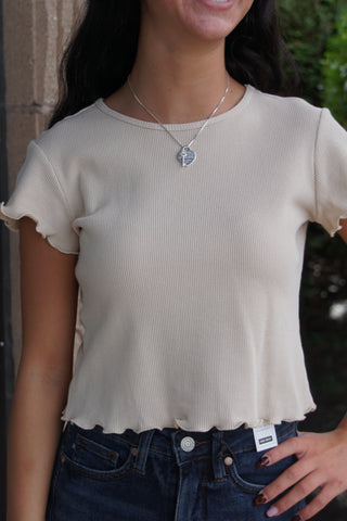Beige Waffle Baby Tee