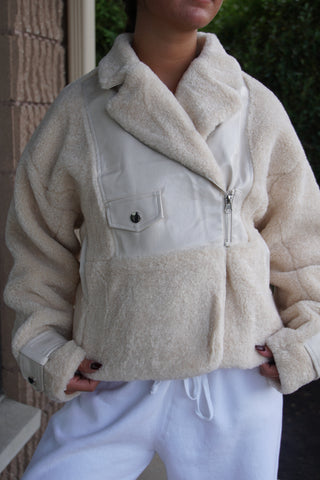 Frosted Cream Pleather Jacket