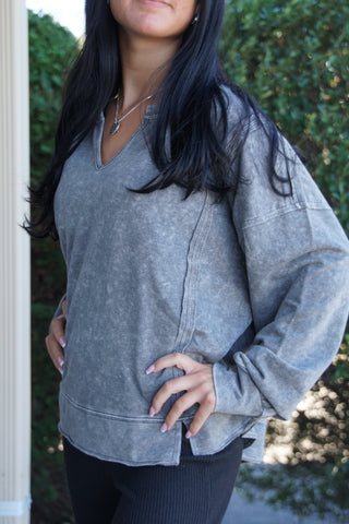 Stonewash Stitch Top: Black