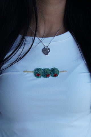 Olive Martini Beaded Top