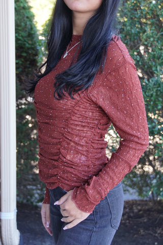 Brick Embellished Ruched Top