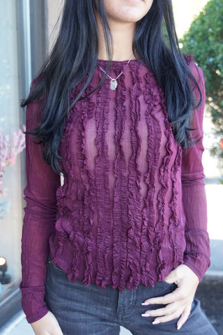 Plum Silky Sheer Top