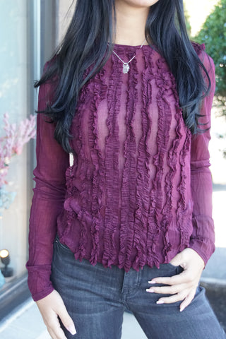 Plum Silky Sheer Top