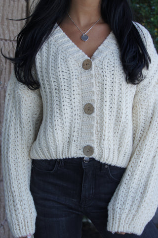 Cream Chunky Knit Cardigan