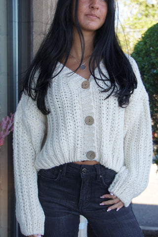 Cream Chunky Knit Cardigan