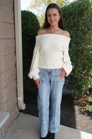 Vanilla Puff Sleeve Sweater