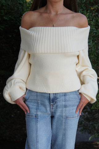 Vanilla Puff Sleeve Sweater