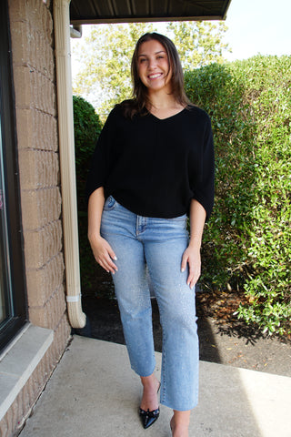Black Dolman Staple Sweater