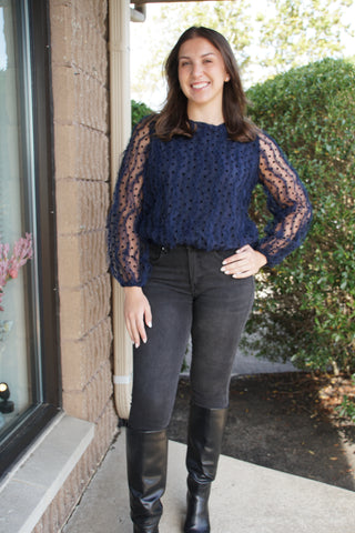 Textured Dot Top - Navy
