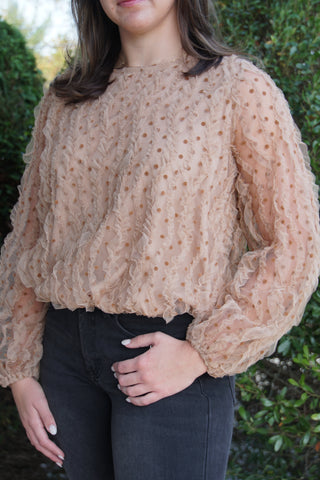 Textured Dot Top - Tan