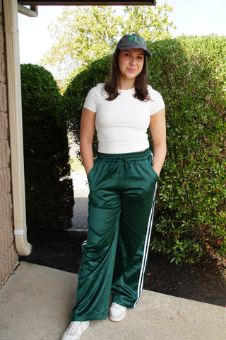 Satin Element Track Pant - Green