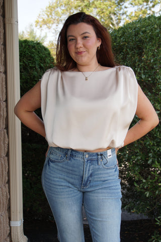 Champagne Glow Satin Top