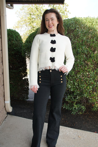 Gold Buttoned Black Denim
