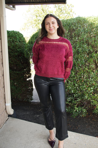 Fuzzy Bubbled Sweater - Mistletoe