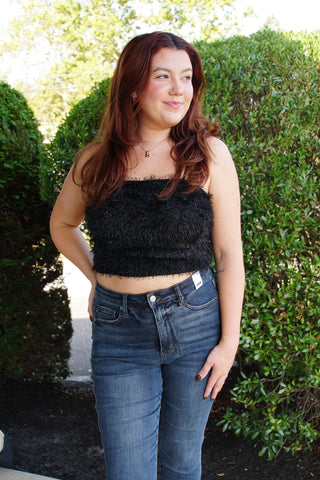 Eyelash Feathered Crop Top