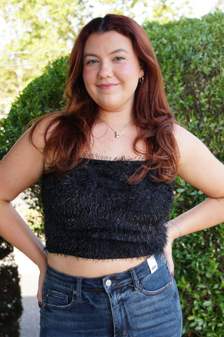 Eyelash Feathered Crop Top