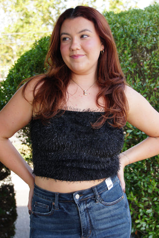 Eyelash Feathered Crop Top