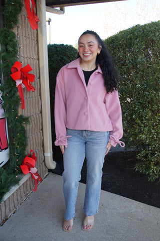 Blush Ribbon Cropped Coat