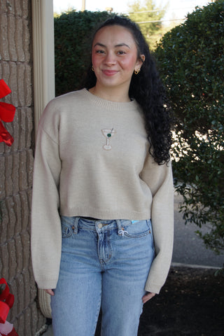 Beige Martini Beaded Sweater