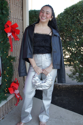 Judy Blue Silver Faux Leather Pant