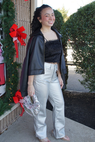 Judy Blue Silver Faux Leather Pant