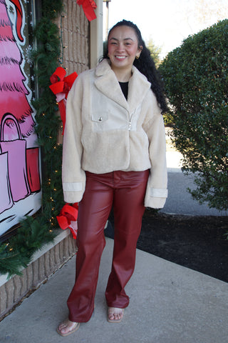 Judy Blue Red Leather Straight Leg