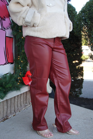Judy Blue Red Leather Straight Leg