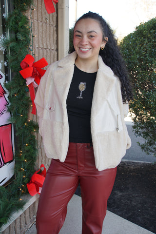 Champagne Glow Beaded Tee