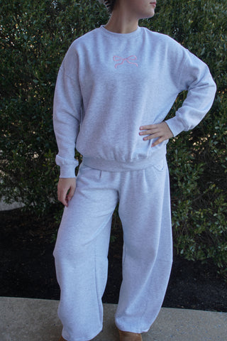 Pretty in Bows Crewneck: Grey