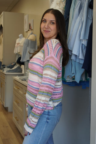 Sunset Multi-Stripe Knit Sweater