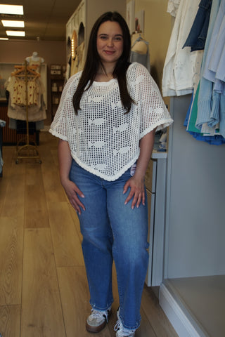 Coastal White Knitted Fish Poncho