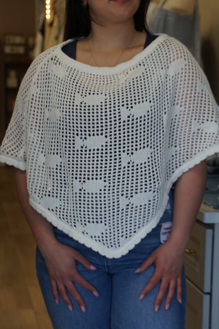 Coastal White Knitted Fish Poncho