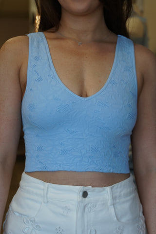 Dainty Lace Bralette: Baby Blue
