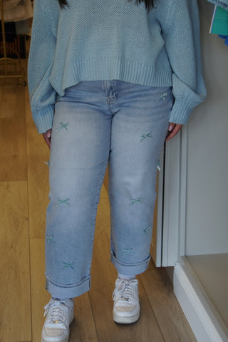 Sutton High Rise Ribbon Detail Jeans