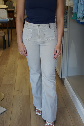 Olive Edge Flared Leg Jeans