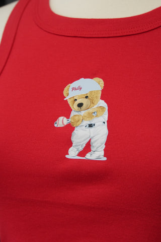 Home Run Honey: Red Teddy Bear Baseball Tank Top