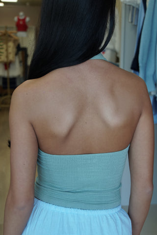 Stretch Seamless Halter Tank - Sage
